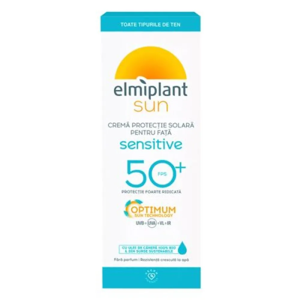 Elmiplant Sun Optimum Sensitive Crema Protectie Solara pt Fata SPF50+ x 50ml