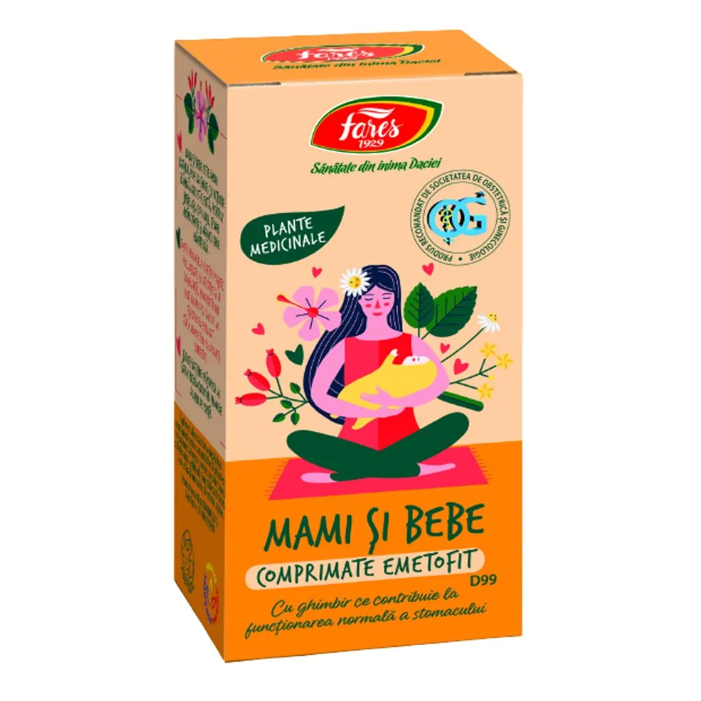 Emetofit Mami Si Bebe, D99, 30 comprimate, Fares