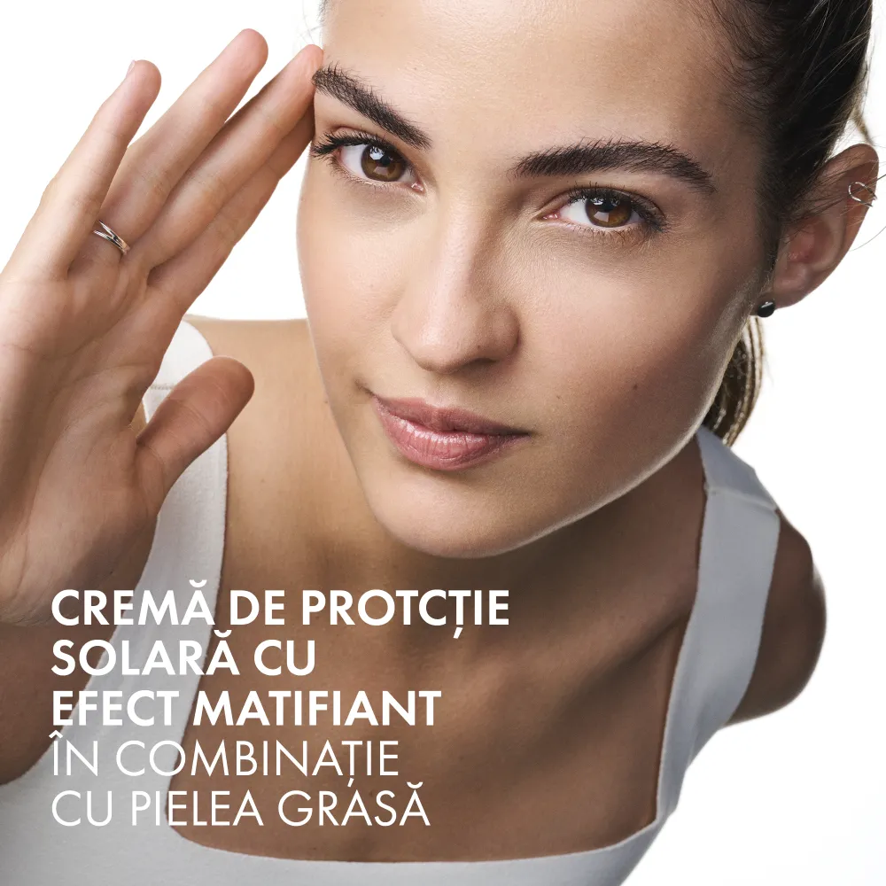 Emulsie matifianta cu protectie solara SPF 50+ pentru fata, cu efect anti-stralucire pentru ten gras-mixt, 50 ml, Capital soleil, Vichy