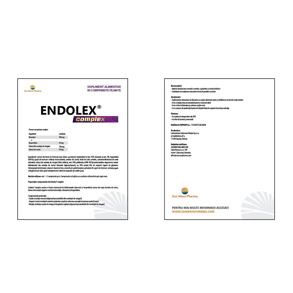 Endolex Complex, 30 comprimate filmate, Sun Wave Pharma
