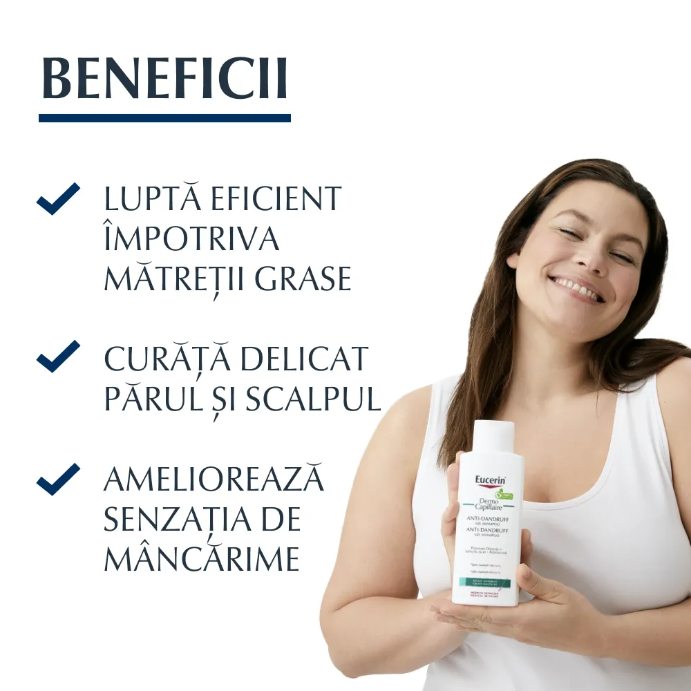 Sampon Gel Anti-matreata Grasa DermoCapillaire, 250ml, Eucerin