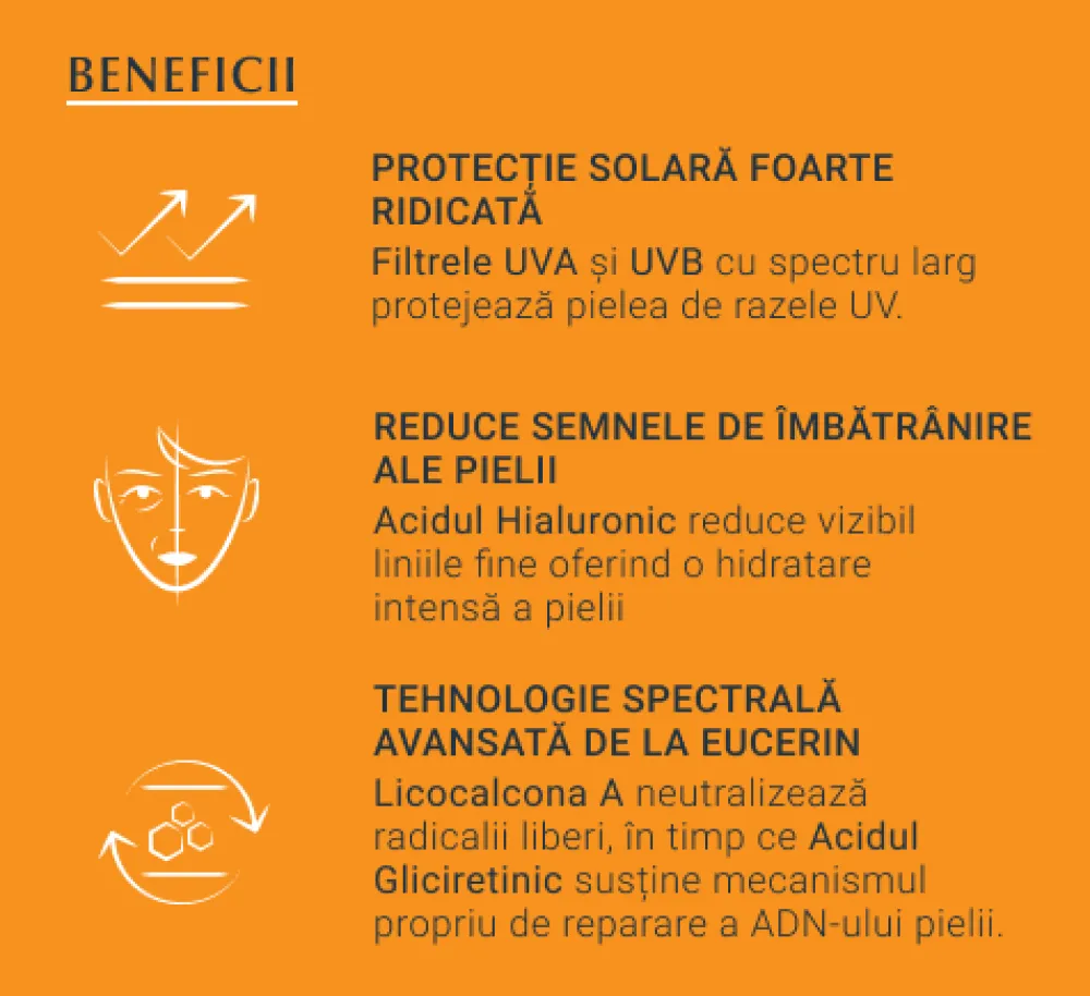 Protectie solara Sun Face Fluid Photoaging Control SPF50+, 50ml, Eucerin