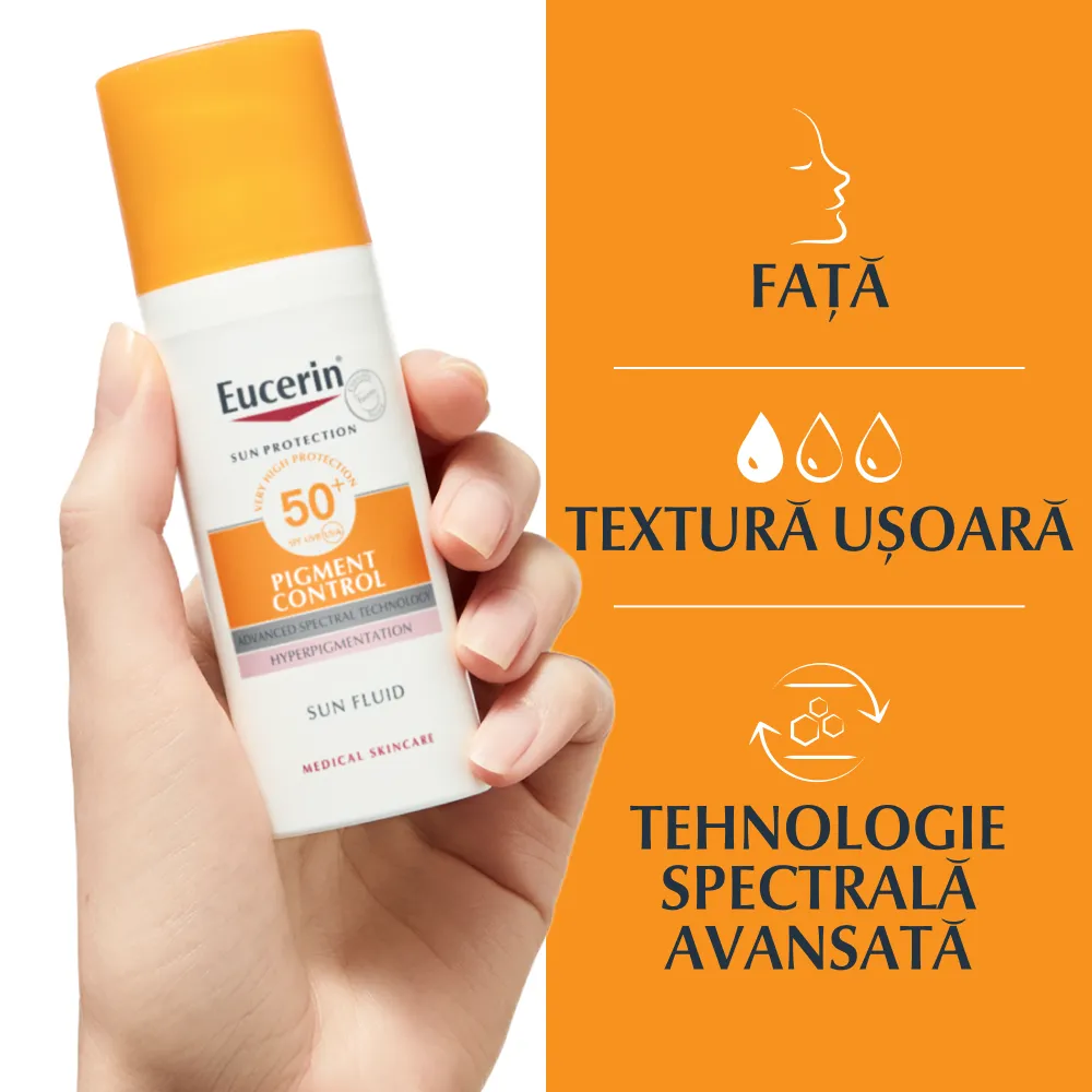 Crema de Fata SPF50+ Sun Protection Pigment Control, 50ml, Eucerin