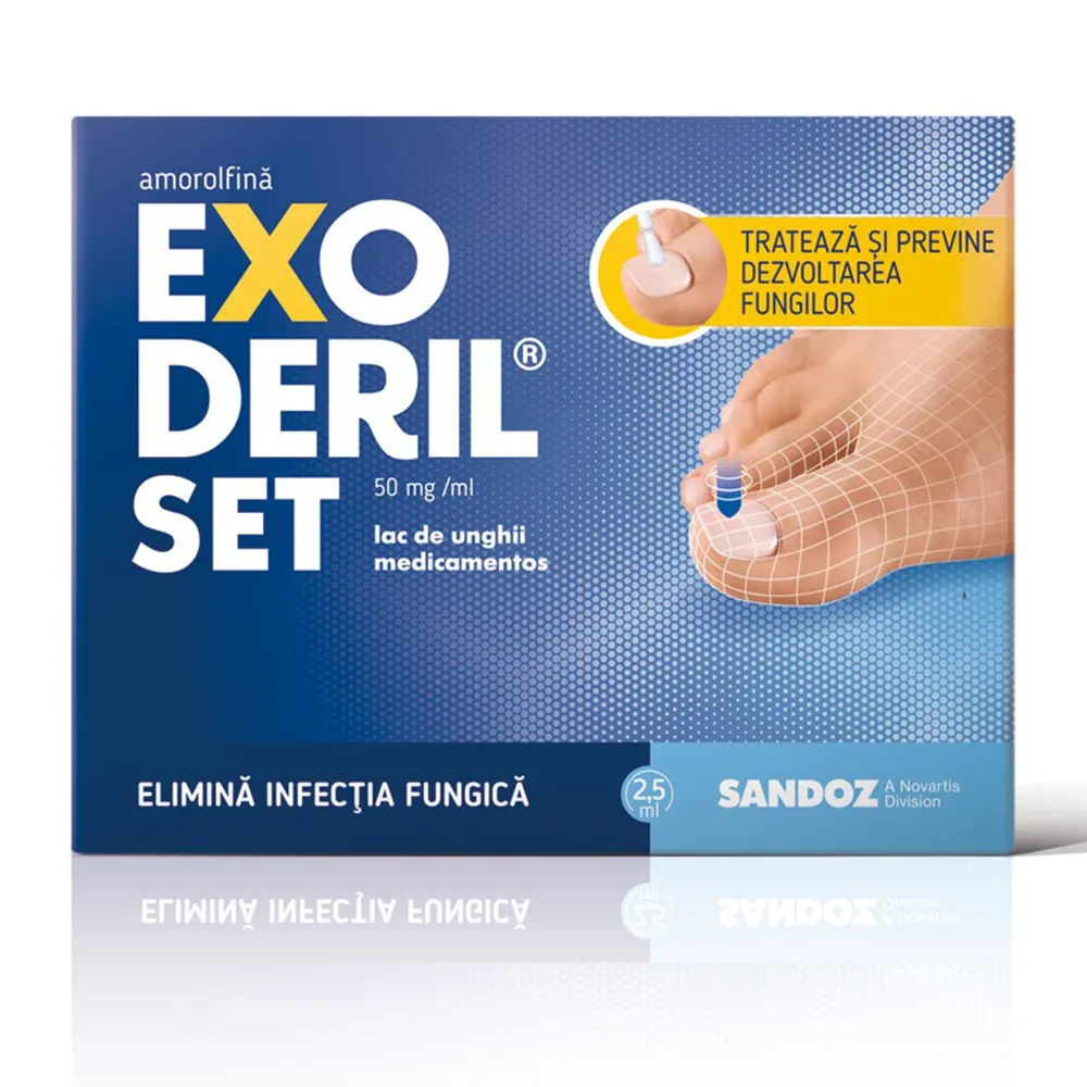 Exoderil Set lac de unghii medicamentos, 50 mg/ml, 2.5 ml, Sandoz