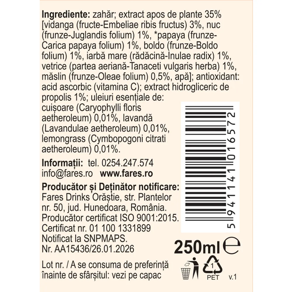 Sirop Vericin, 250ml, Fares