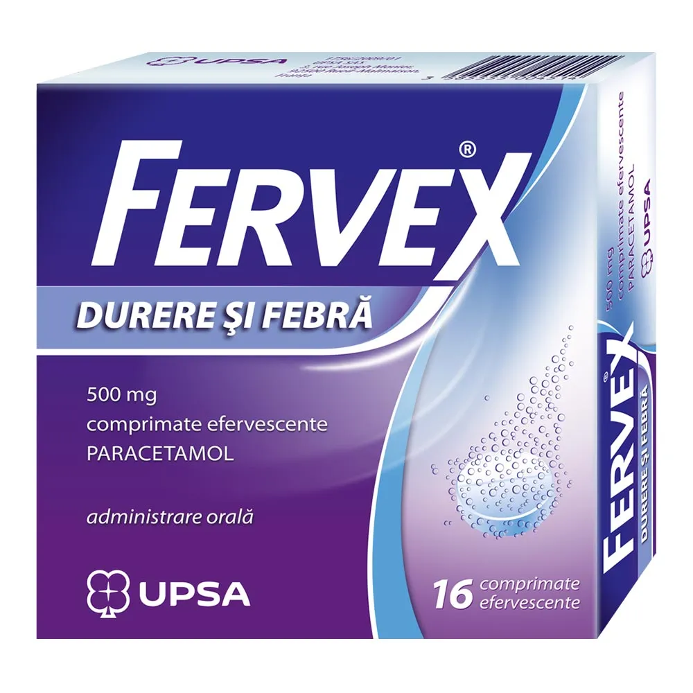 Fervex Durere si Febra 500mg, 16 comprimate efervescente, Upsa