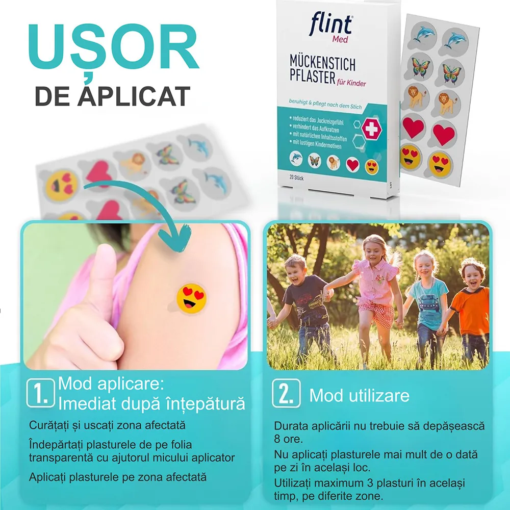 Plasturi Calmanti dupa Intepatura de Tantari +3ani, 20 buc, Flint Med