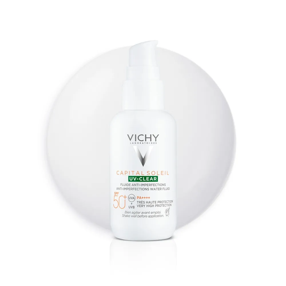 Fluid cu protectie solara SPF 50+ pentru fata, cu acid salicilic si niacinamida, ten gras cu tendinta acneica, 40 ml, Vichy