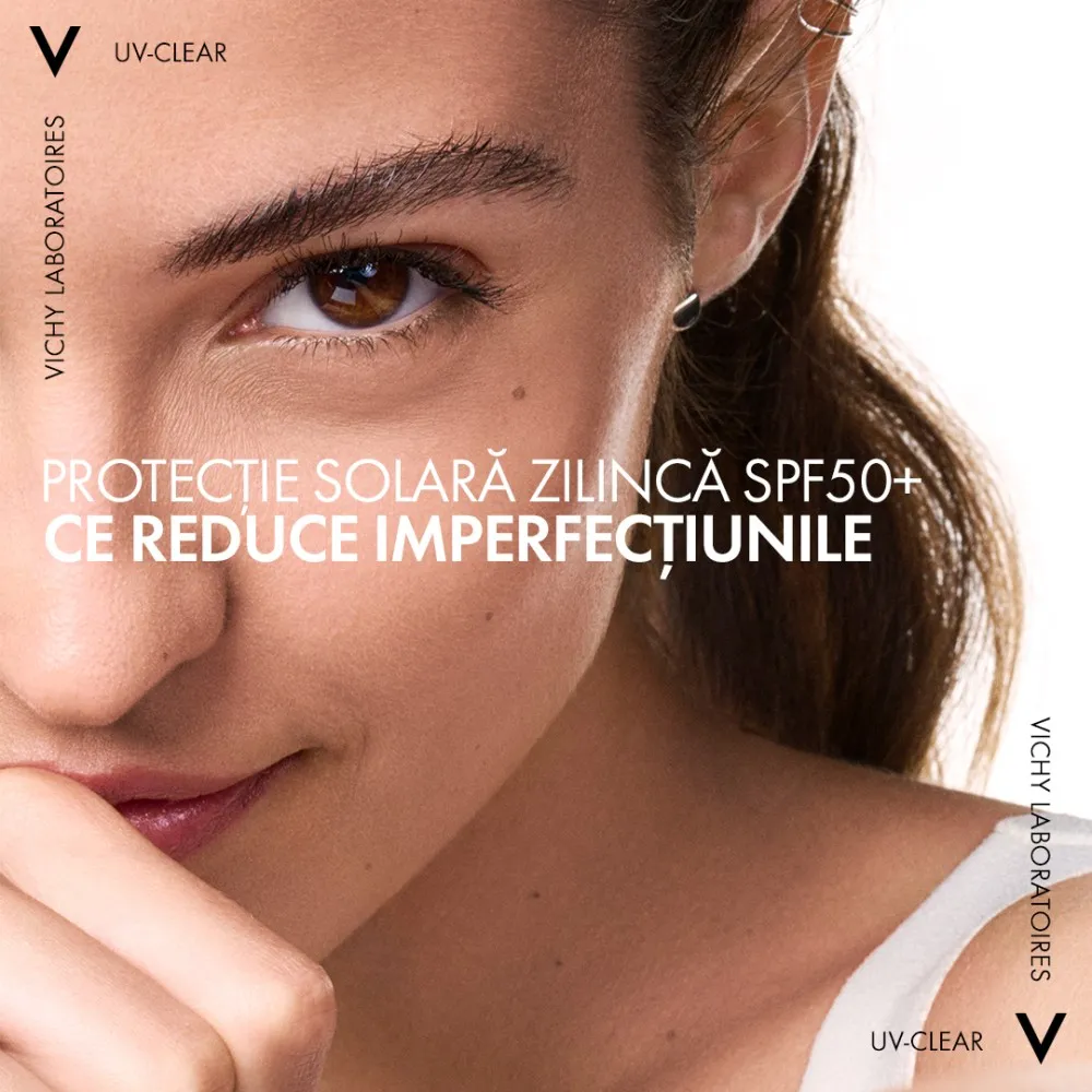 Fluid cu protectie solara SPF 50+ pentru fata, cu acid salicilic si niacinamida, ten gras cu tendinta acneica, 40 ml, Vichy