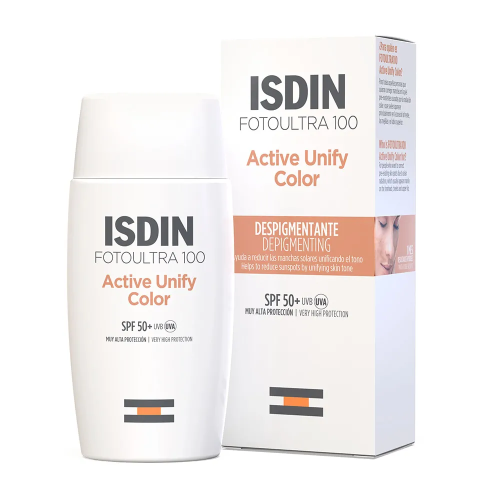 Fluid de protectie solara pentru fata cu SPF 50+ Active Unify Color Fusion Fluid, 50 ml, Isdin