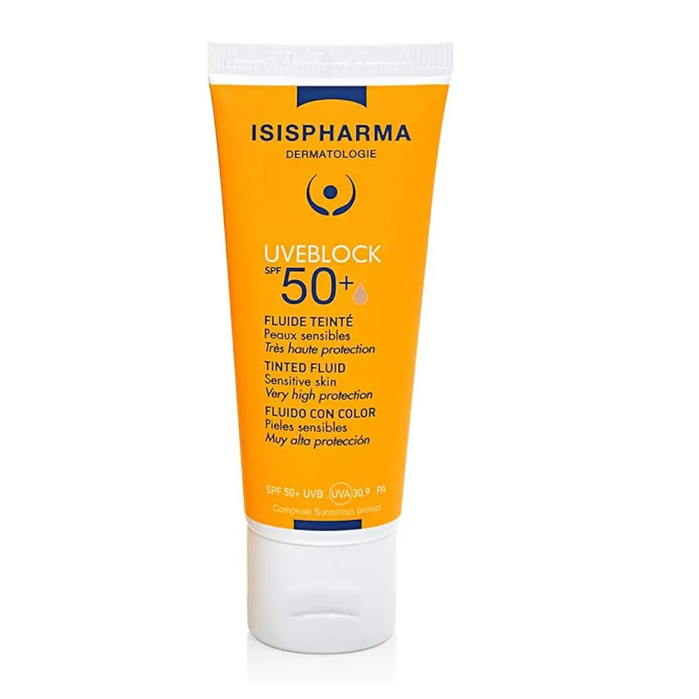 Fluid nuantator UVEBLOCK SPF 50+ Tinted Fluid, 40 ml, Isis Pharma