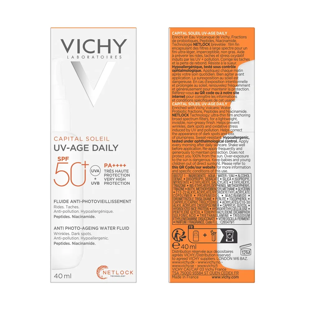 Fluid pentru protectie solara cu actiune impotriva foto-imbatranirii tenului SPF50+ Capital Soleil, 40 ml, Vichy