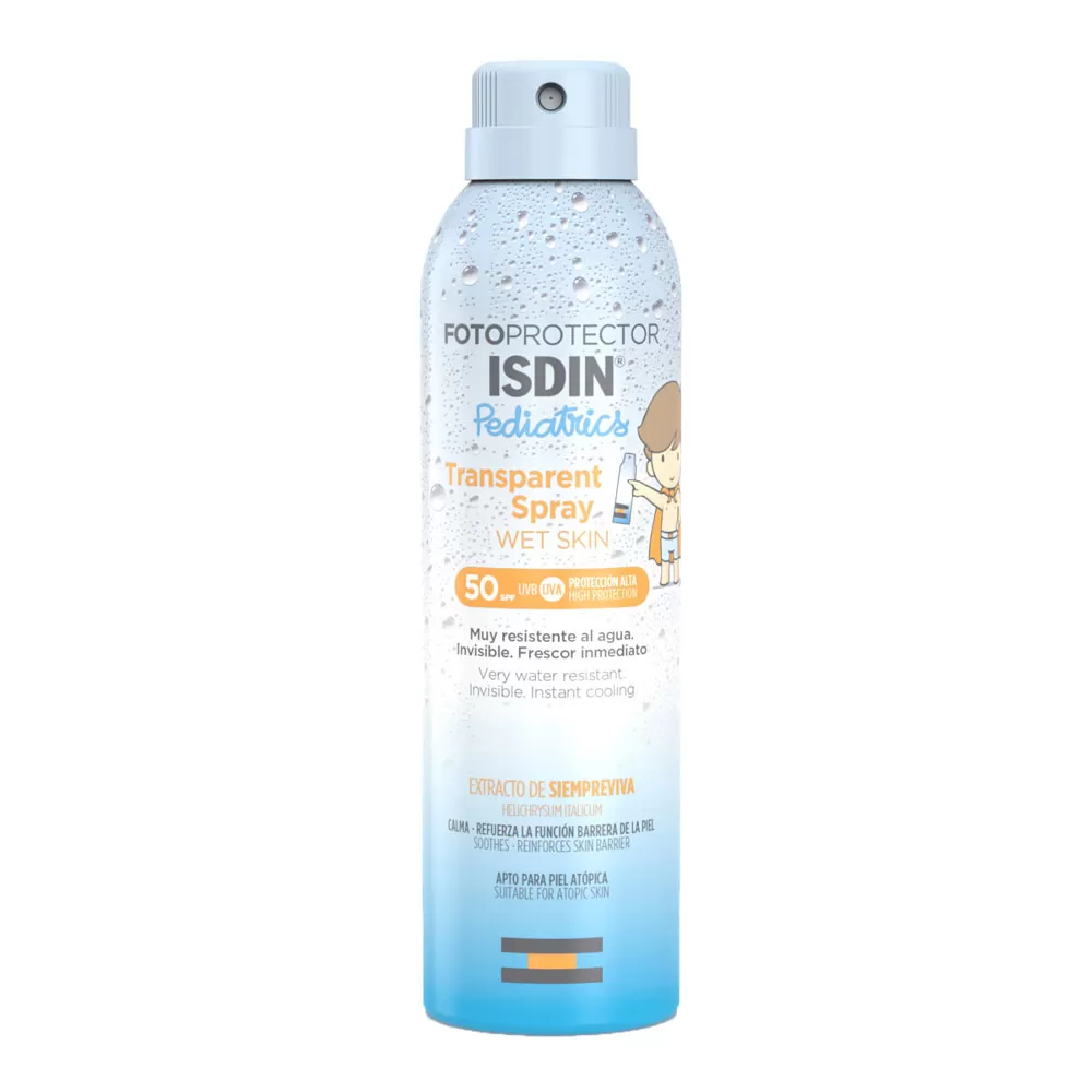 Spray transparent de protectie solara pentru copii cu SPF 50 Wet Skin, 250 ml, Isdin