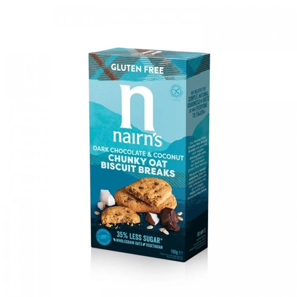 Fursecuri fara gluten din ovaz cu cocos si ciocolata, 160g, Nairn's