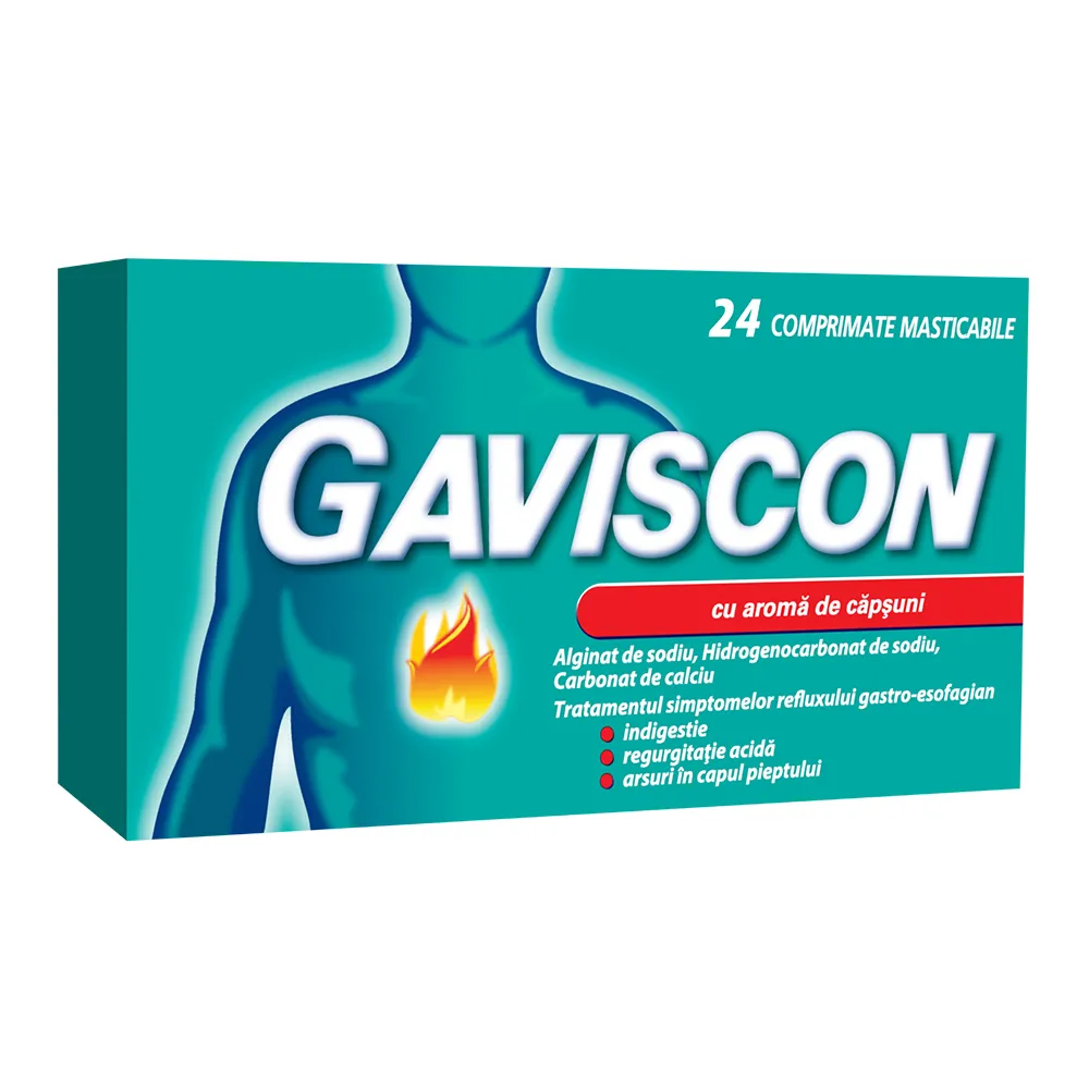 Gaviscon capsuni, 24 comprimate masticabile, Reckitt Benckiser