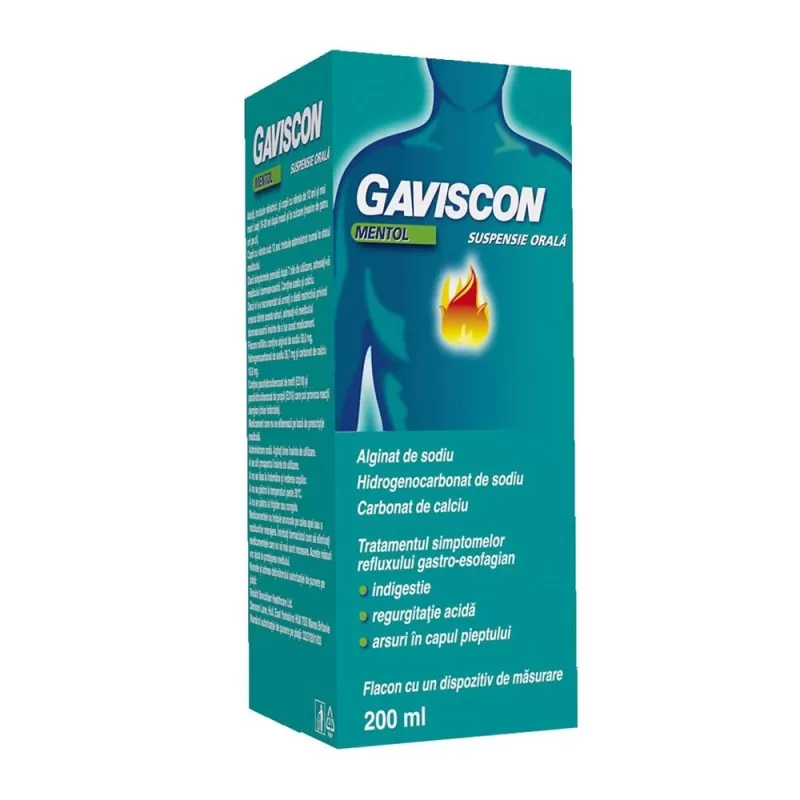 Gaviscon Mentol suspensie orala, 200 ml, Reckitt Benckiser Healthcare