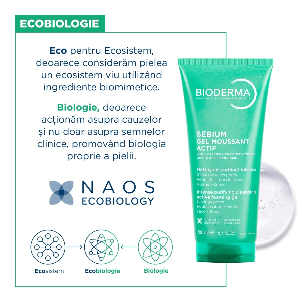 Gel spumant activ Sebium, 200ml, Bioderma