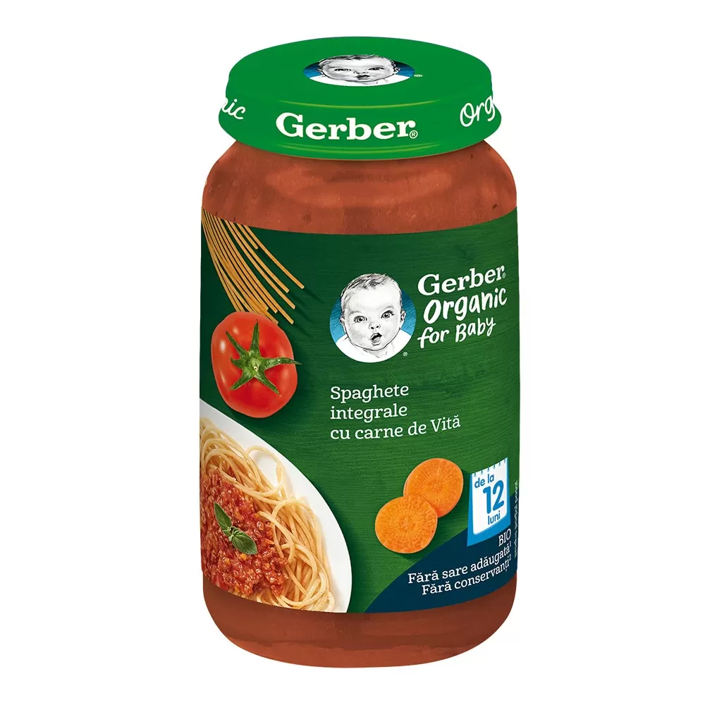 Spaghete integrale cu carne de vita +12 luni, 250g, Gerber