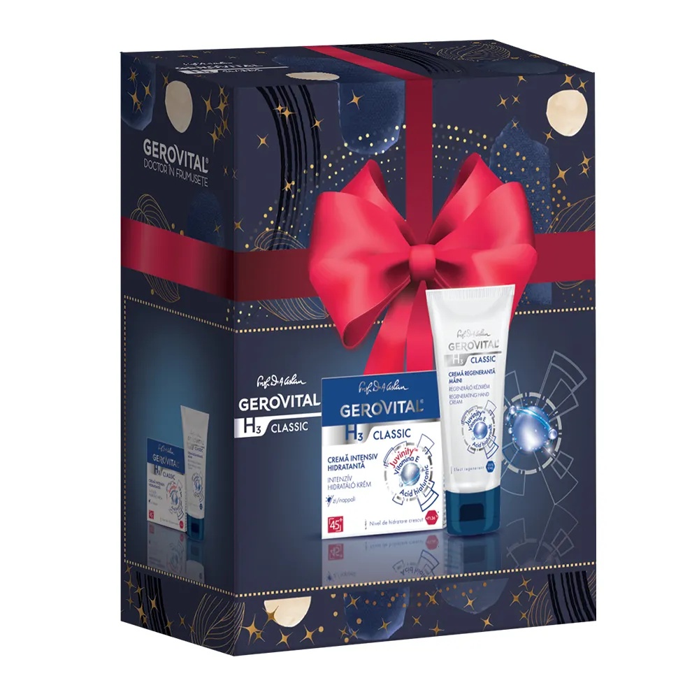 Pachet H3 Classic Crema Intensiv Hidratanta, 50ml + Crema Maini Regeneratoare, 100ml, Gerovital