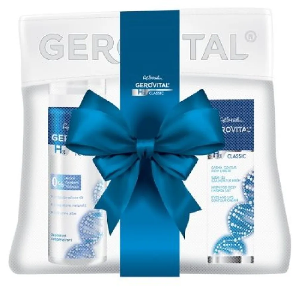 Gerovital H3 Classic Trusa Crema Hidratanta x 50ml + Crema Contur Ochi x 15ml + Deodorant x 150ml