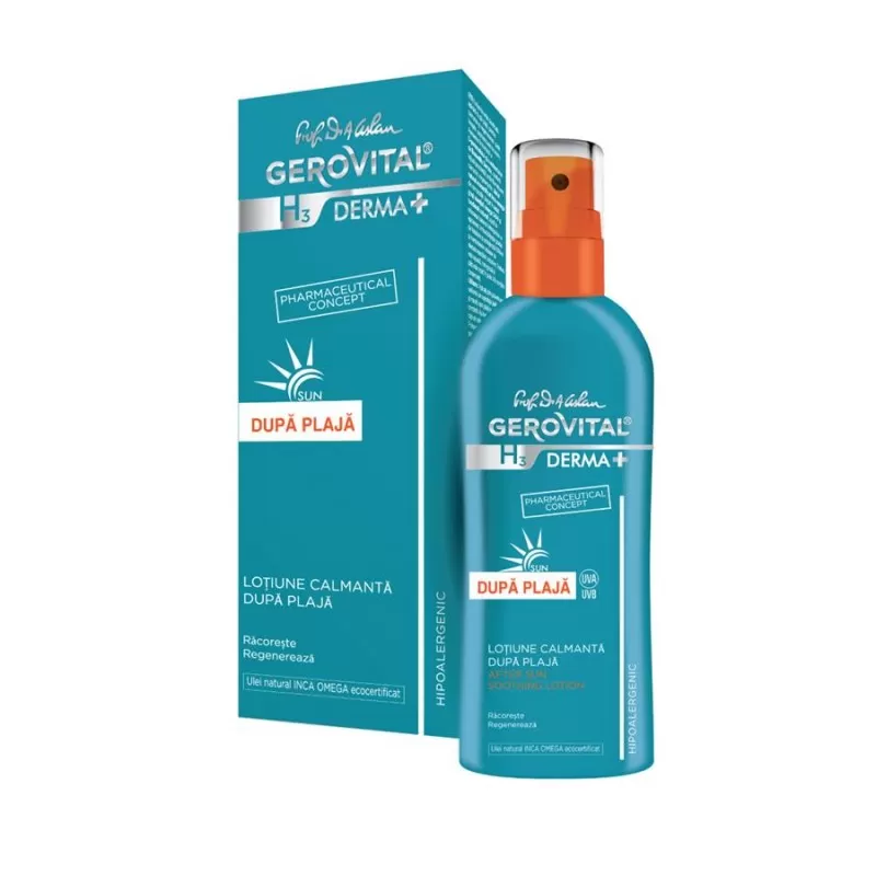 Lotiune calmanta dupa plaja Gerovital H3 Derma+, 150 ml, Farmec