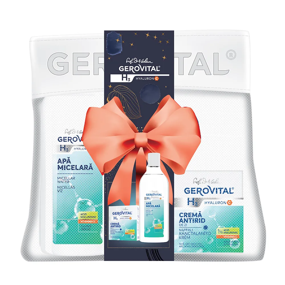 Pachet H3 Hyaluron C Apa Micelara, 400ml + Crema Antirid Zi, 50ml, Gerovital