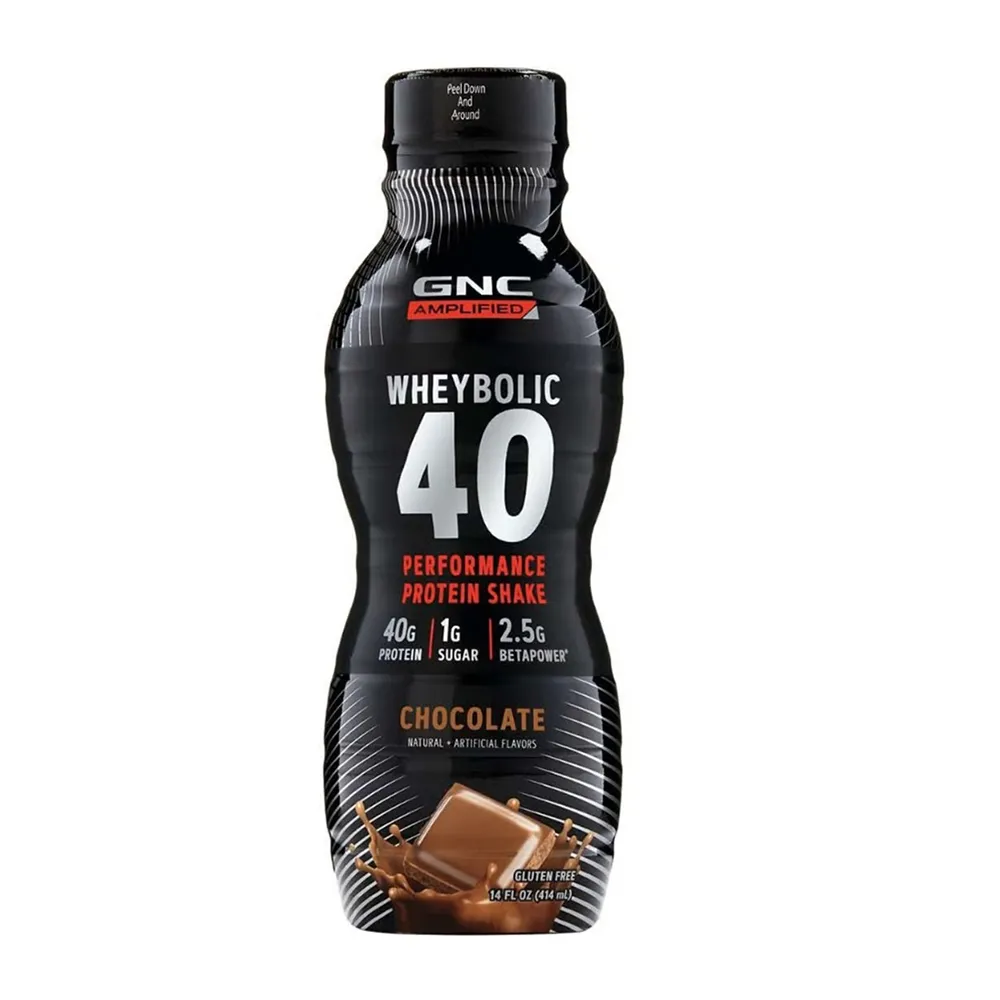 Shake Proteic RTD cu Aroma de Ciocolata, Wheybolic 40, 414 ml, GNC AMP
