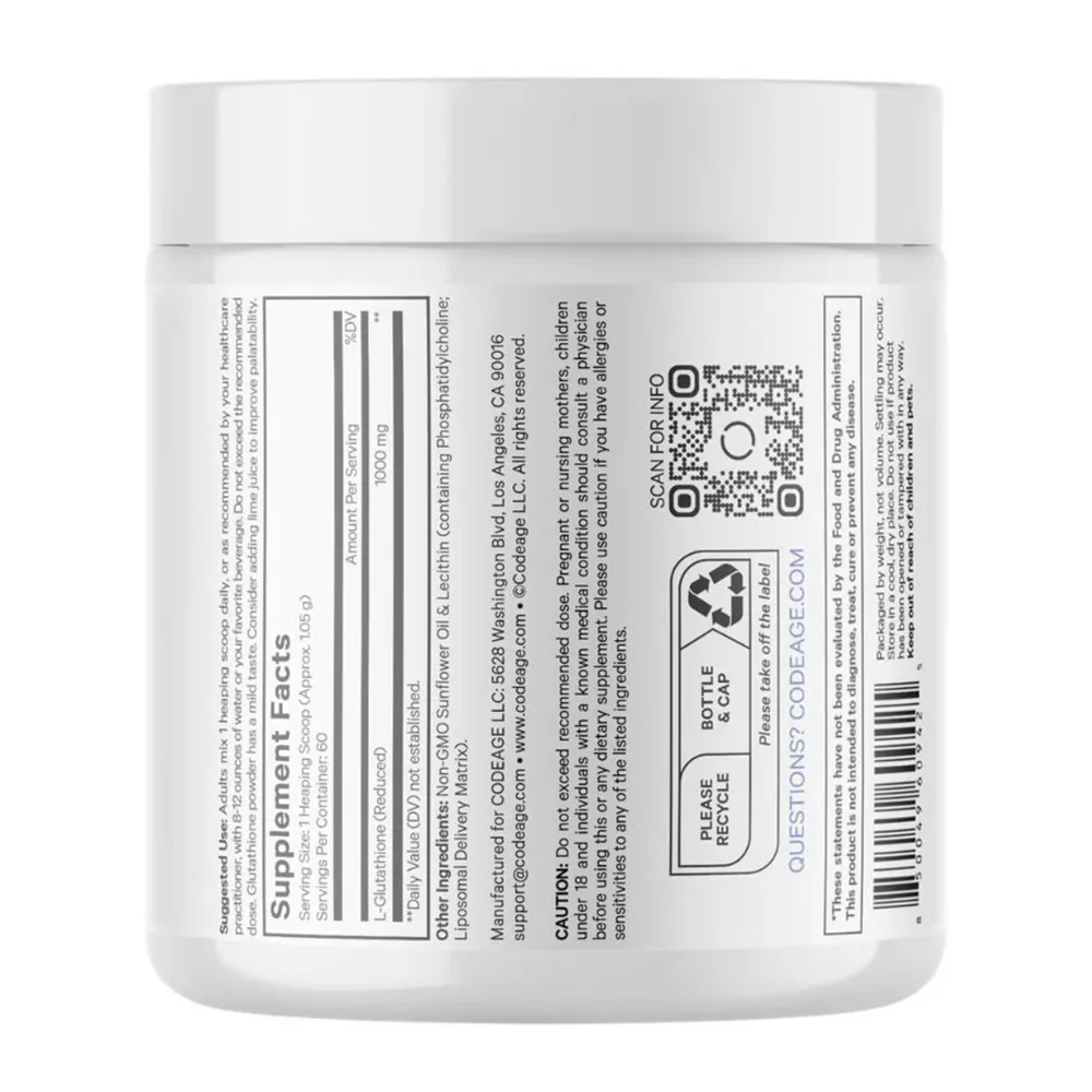 CodeAge Liposomal Glutathione, Glutation Lipozomal Pudra 1000 mg, 63g, GNC