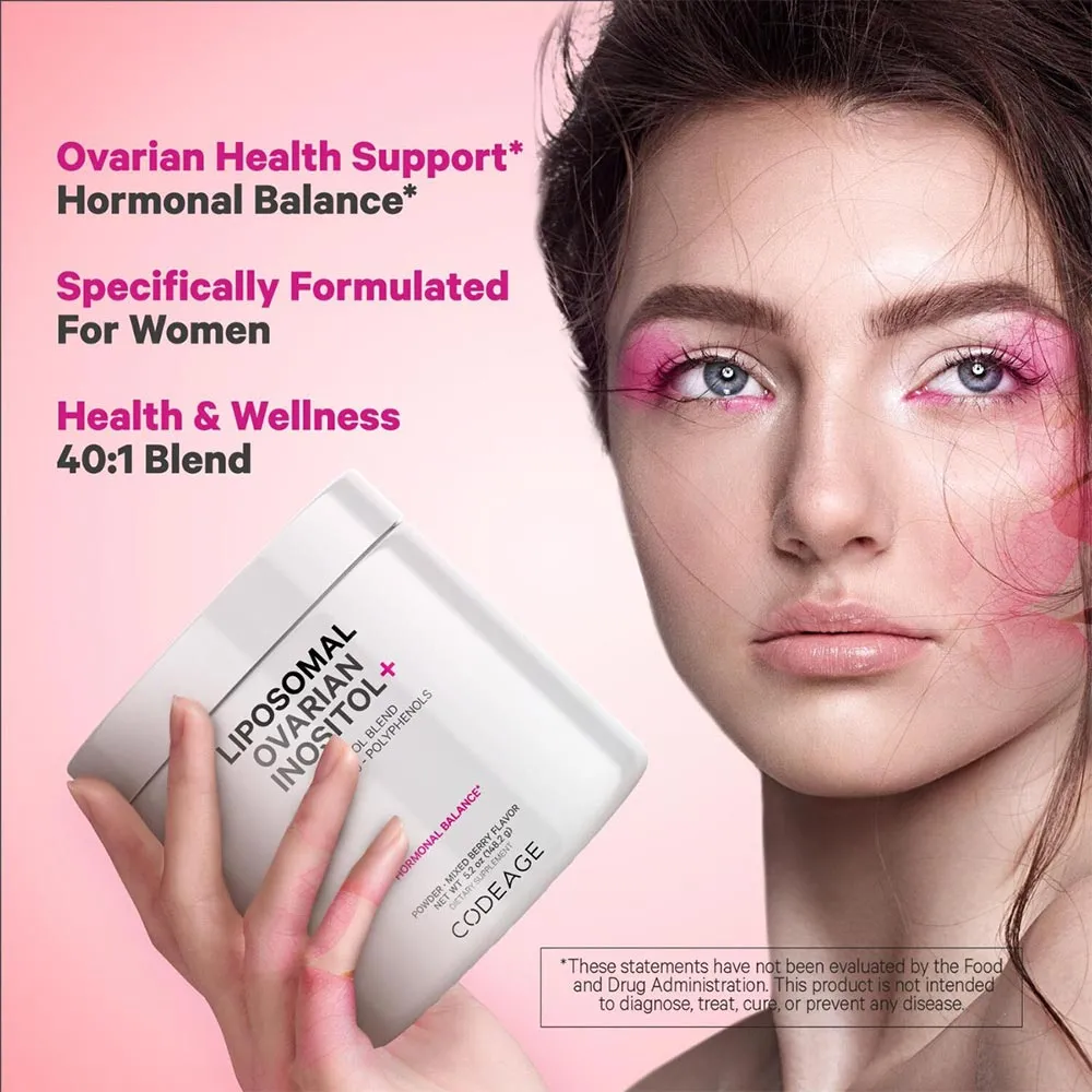 Codeage Liposomal Ovarian Inositol+ - Mixed Berry , Myo-Inozitol Ovarian cu Coenzima Q10 cu Aroma de Fructe de Padure, 148.2g, GNC