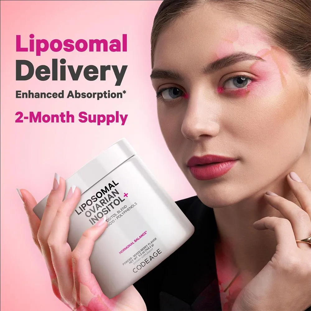 Codeage Liposomal Ovarian Inositol+ - Mixed Berry , Myo-Inozitol Ovarian cu Coenzima Q10 cu Aroma de Fructe de Padure, 148.2g, GNC