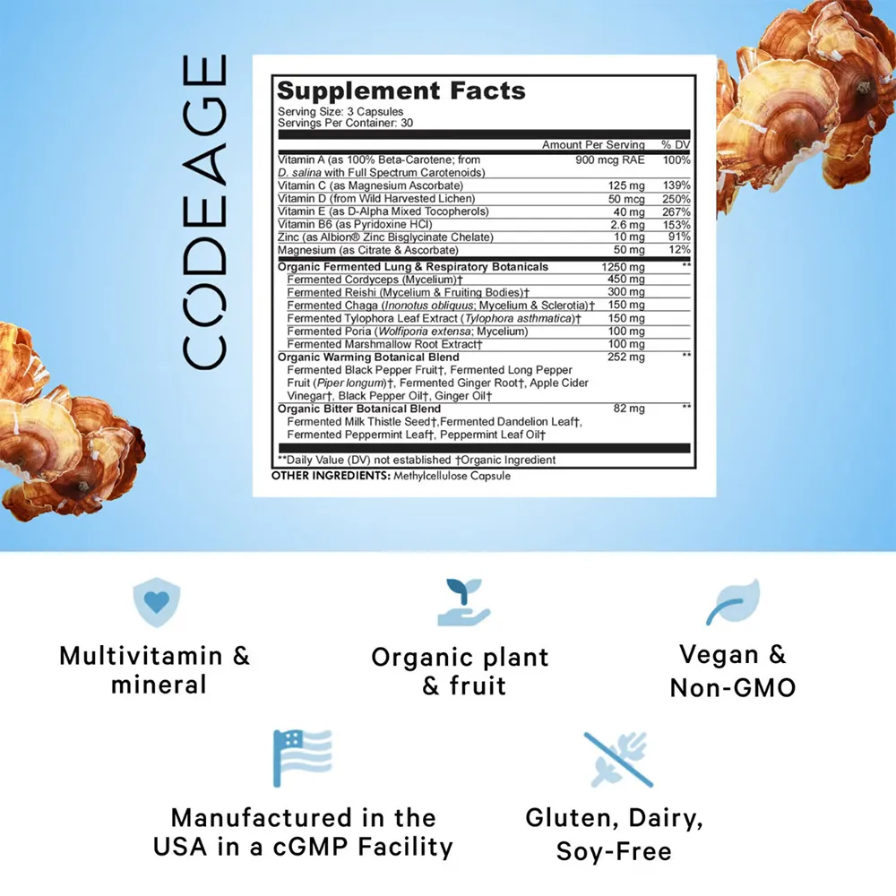 Formula Complexa pentru Imbunatatirea Respiratiei CodeAge, 90 capsule, GNC
