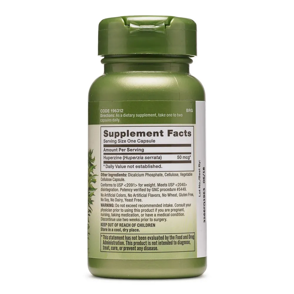 GNC Herbal Plus Huperizine A 50mg, Huperzina A , 50 capsule