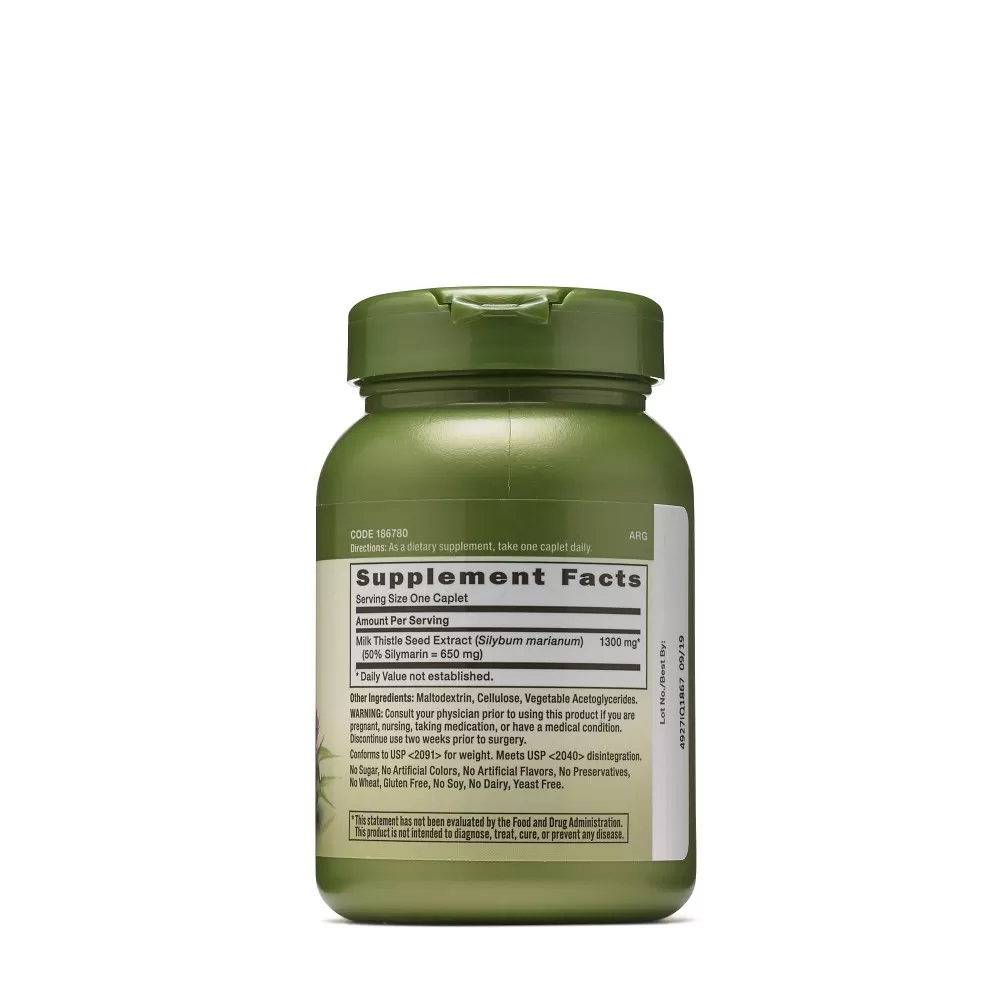 Gnc Herbal Plus Milk Thistle 1300 Mg, Extract Standardizat De Silimarina, 60 Tb
