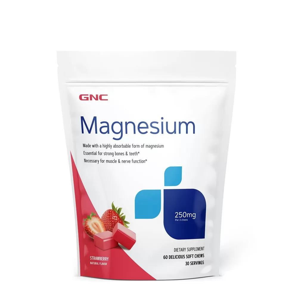 GNC Magnesium 250mg Aroma Naturala de Capsuni -caramele x 60