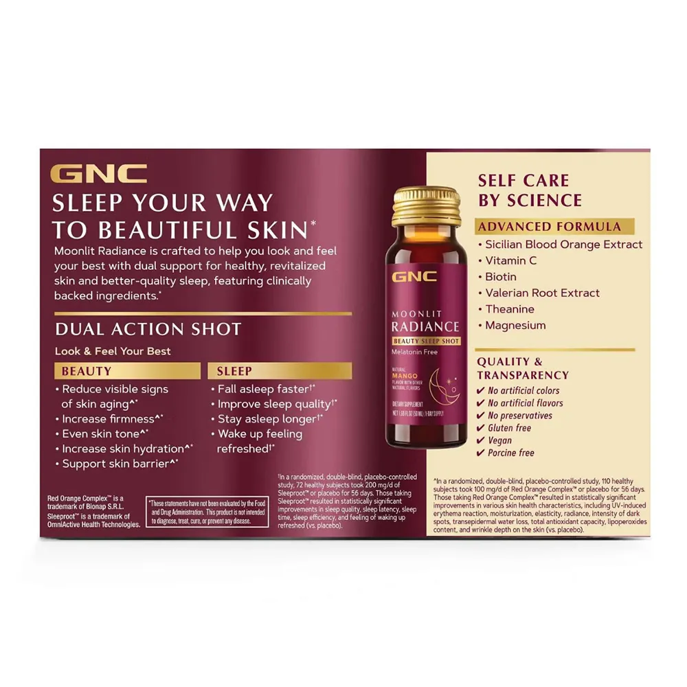 Shot pentru frumusete si somn cu aroma de mango Moonlit, 10 fiole x 50ml, GNC