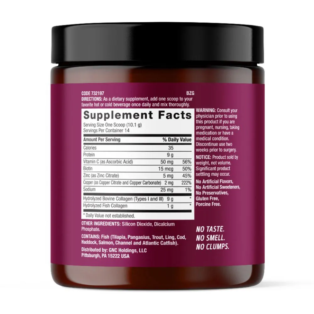 Premier Collagen Powder, Formula Premium de Peptide de Colagen Hidrolizat fara Aroma, pulbere x 141.4g, GNC