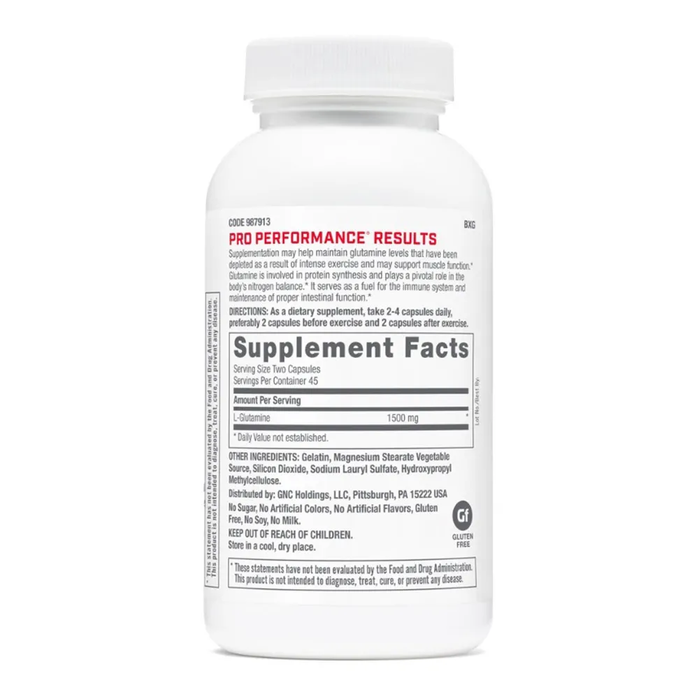 Pro Performance L-Glutamine 1500mg, 90 capsule, GNC