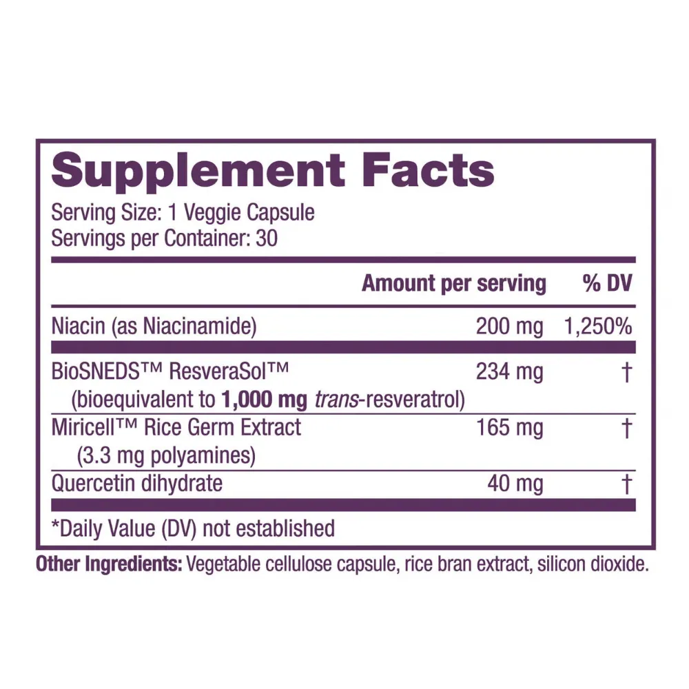 ResVitale Resveratrol +NAD & Miricell, 30 capsule, GNC