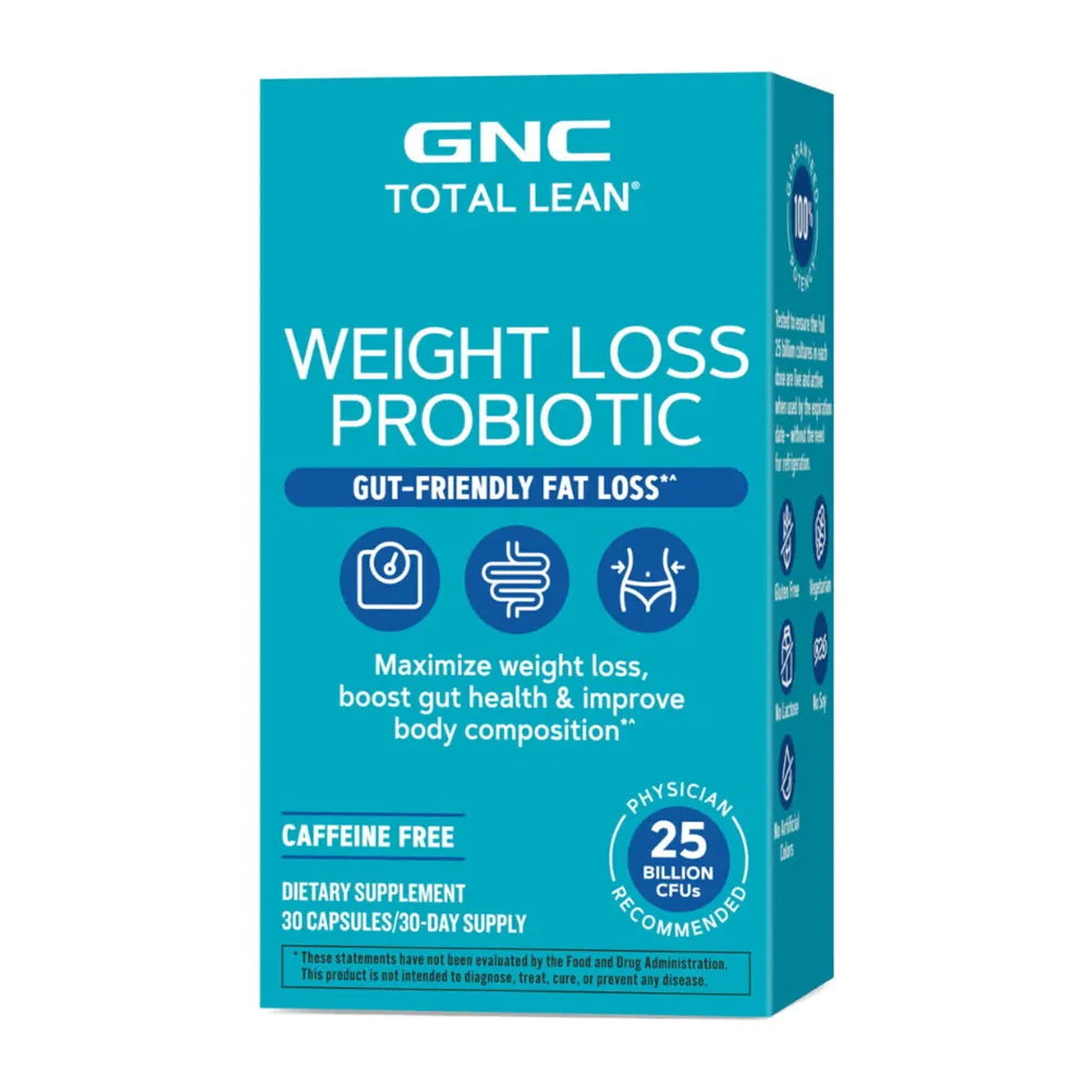 Total Lean® Weight Loss Probiotic, Probiotic LAB4® Studiat Clinic, 25 Miliarde UFC Culturi Vii pentru Controlul Greutatii, 30 capsule, GNC
