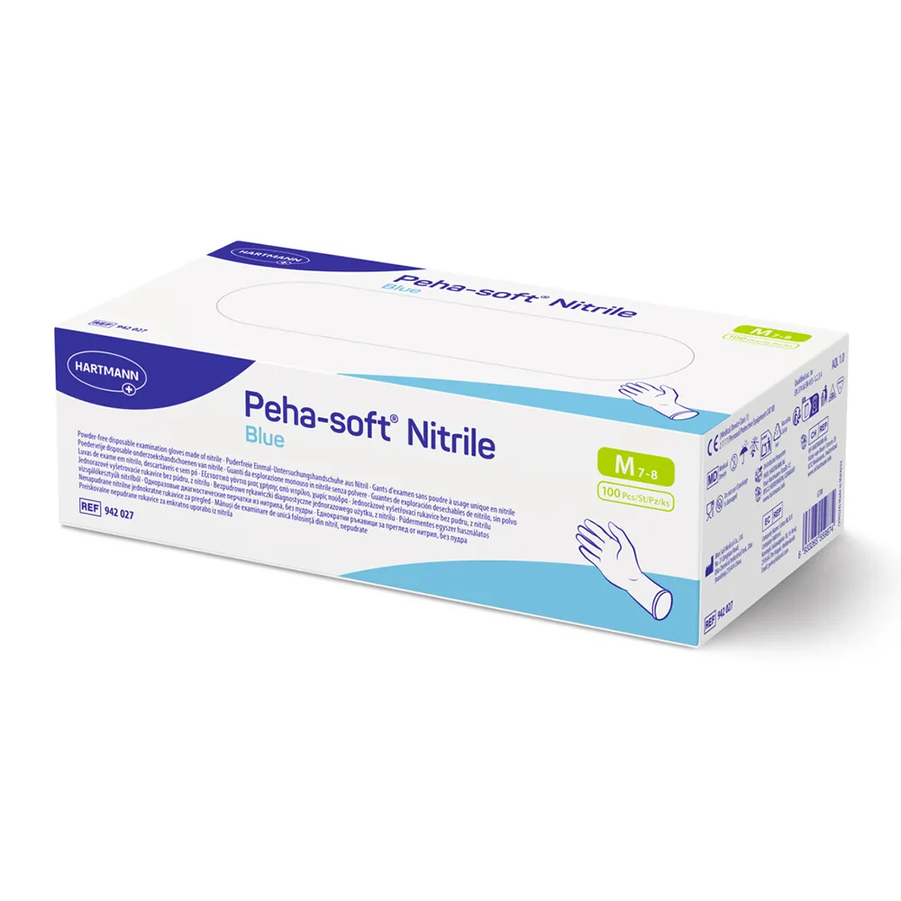 Manusi Nitril Albastre M Nepudrate Peha Soft, 100 bucati, Hartmann