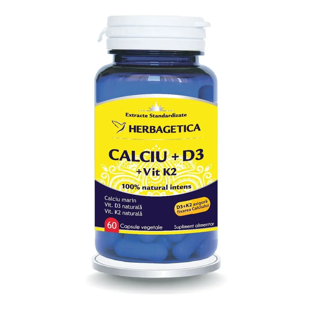 Herbagetica Ca+Mg+Se+Si+Zn Organice cu D3 -cps x 60 + 10 (Gratis)