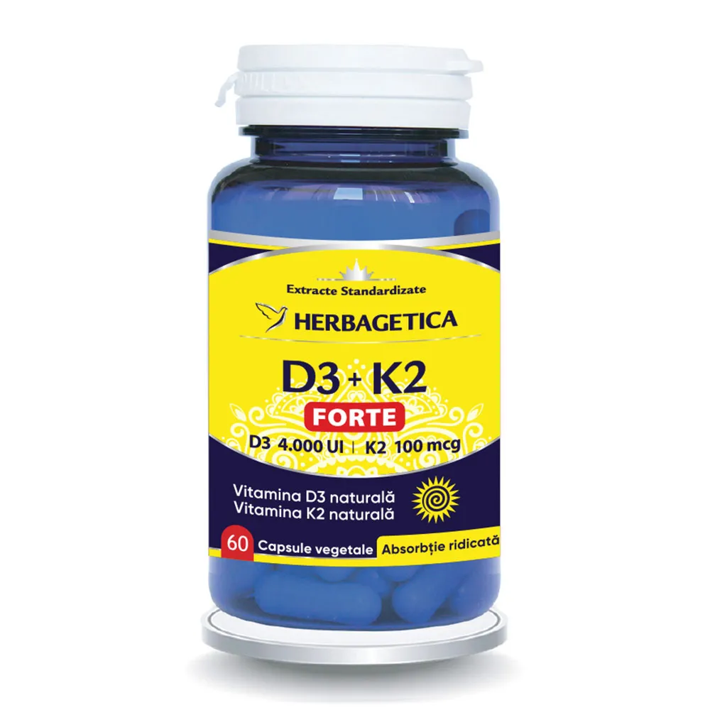 D3+K2 Forte, 60 capsule, Herbagetica