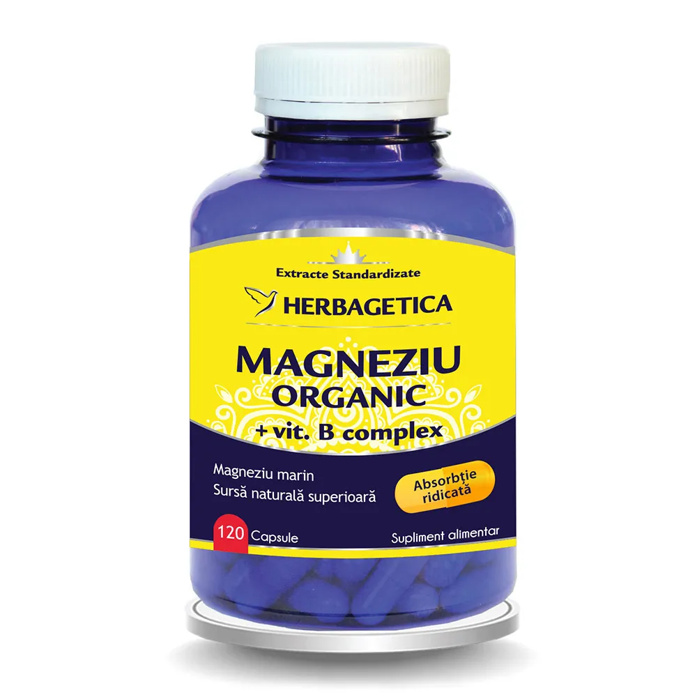 Magneziu Organic cu Vitamina B Complex, 120 capsule, Herbagetica