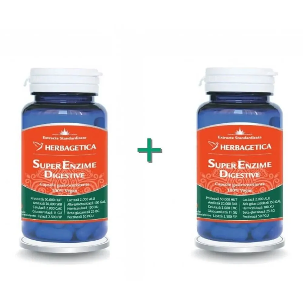 Super Enzime Digestive, 30 capsule (1+1*50% Oferta), Herbagetica