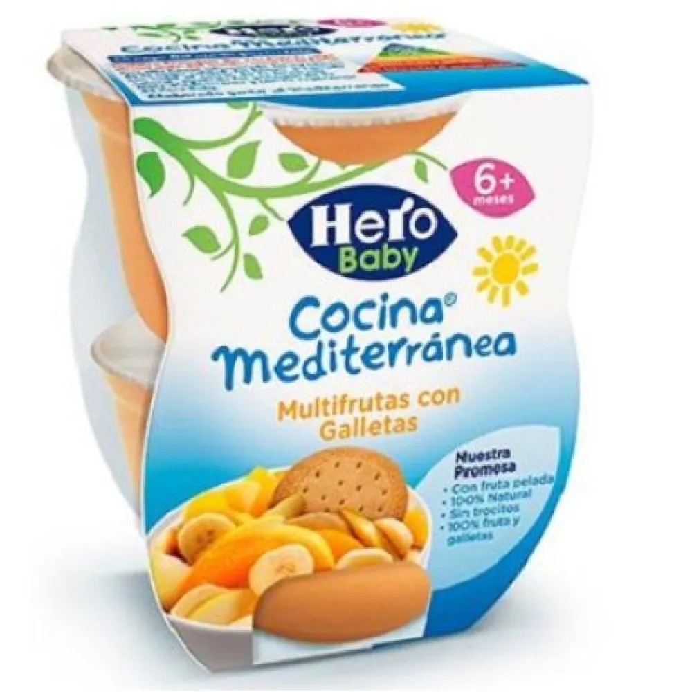 Hero Baby Multifructe cu Biscuiti Reteta Mediteraneana 200 g x 2