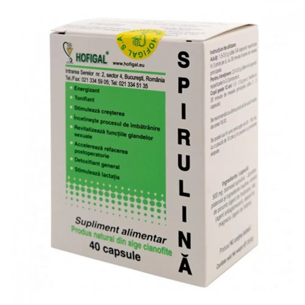 Spirulina, 500 mg, 40 capsule, Hofigal