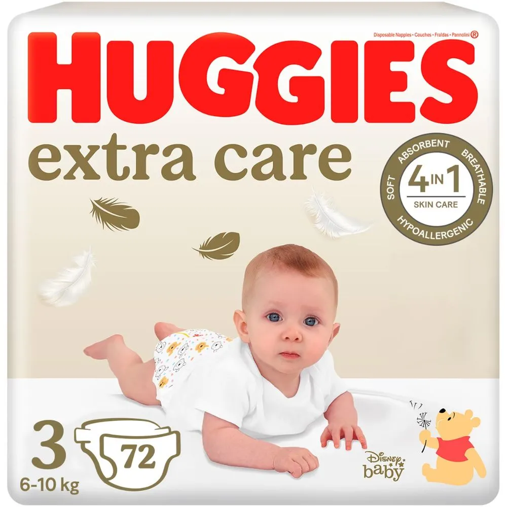 Scutece Huggies nr.3 Extra Care 6-10 kg, 72 buc