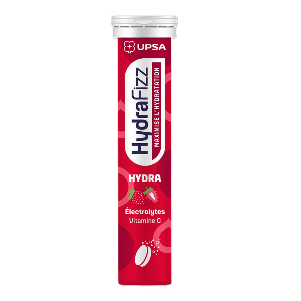 Electroliti cu aroma de capsuni Hydra Hydrafizz, 16 comprimate efervescente, Upsa