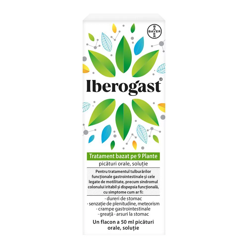 Iberogast, soluție din plante pentru ameliorarea simptomelor digestive, 50 ml