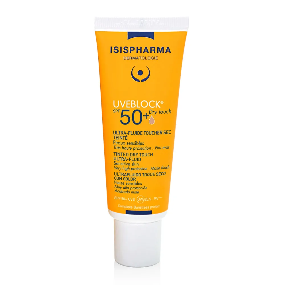 Ultra-fluid protector nuantator medium pentru ten gras Dry Touch, SPF 50+ UVEBLOCK, 40 ml, Isispharma